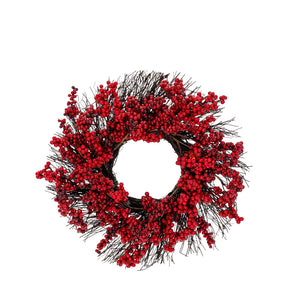 HERVIT - Corona Bacche Rosse Dia.40Cm Base Rattan