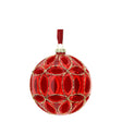 HERVIT - Sfera Vetro Soff.Dec.Fiore Dia.8Cm Rossa