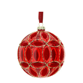 HERVIT - Sfera Vetro Soff.Dec.Fiore Dia.10Cm Ross