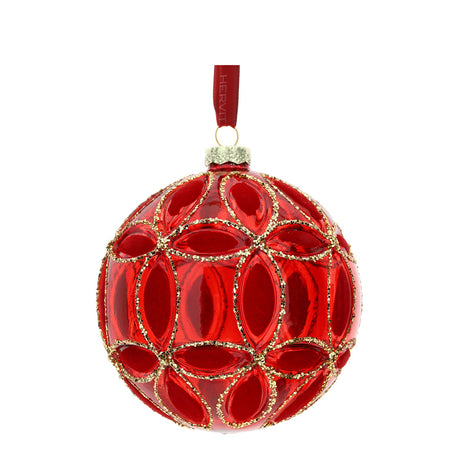 HERVIT - Sfera Vetro Soff.Dec.Fiore Dia.10Cm Ross