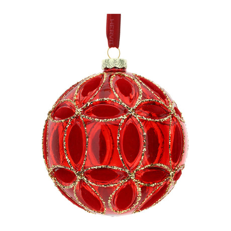 HERVIT - Sfera Vetro Soff.Dec.Fiore Dia.12Cm Ross