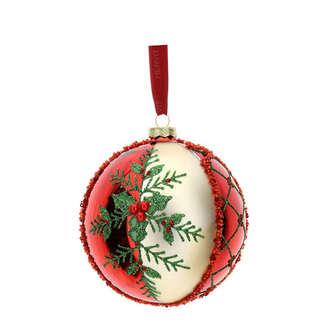 HERVIT - Sfera Vetro Soff.Dec.X'Mas Dia.10Cm Ross