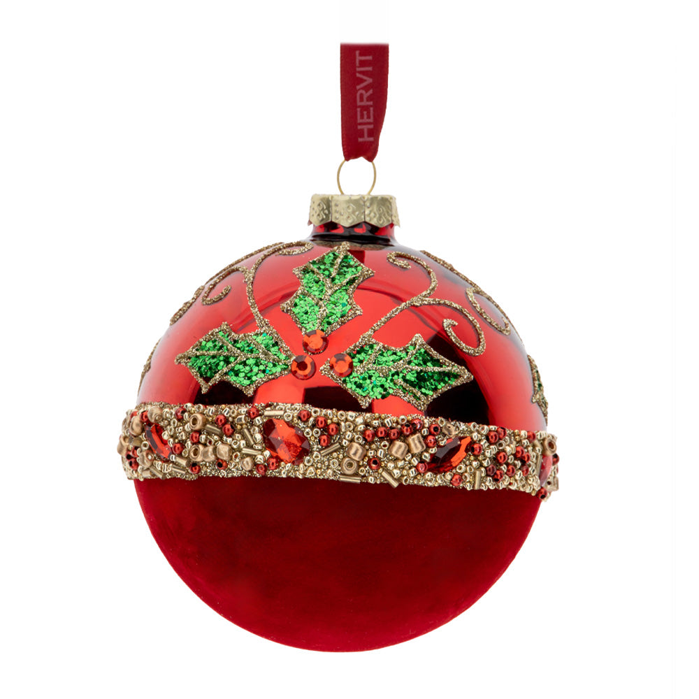 HERVIT - Sfera Vetro Soff.Dec.Half Dia.10Cm Rossa