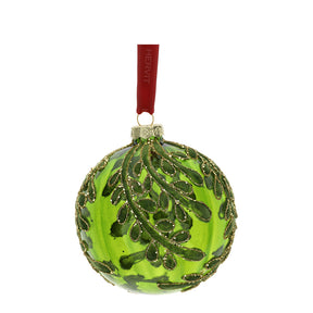 HERVIT - Sfera Vetro Soff.Dec.Foglie Dia.8Cm Verd