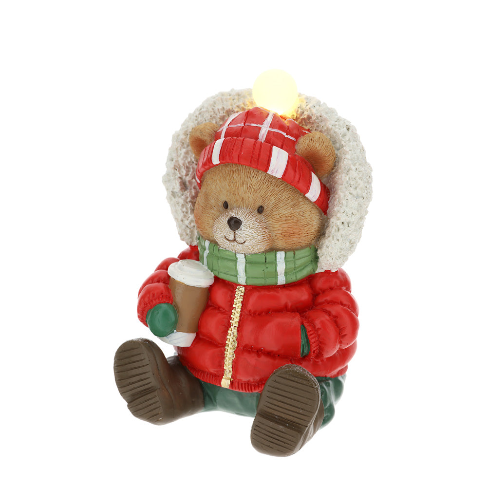 HERVIT - Orsetto Resina Seduto Rosso 14Cm