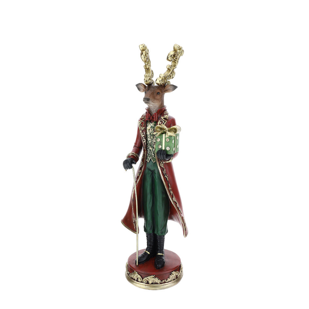 HERVIT - Cervo York Resina H52Cm Rosso/Verde