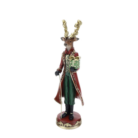 HERVIT - Cervo York Resina H52Cm Rosso/Verde