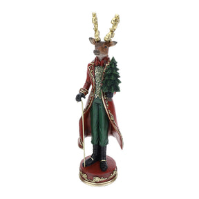 HERVIT - Cervo York Resina H59Cm Rosso/Verde