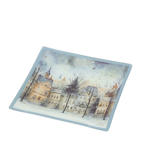 HERVIT - Piatto Vetro Paesaggio X'Mas 20X20Cm