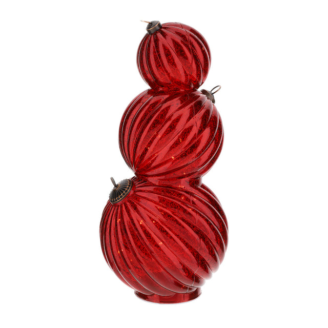 HERVIT - Gruppo 3 Sfere Vetro Rosse 17X17Xh37Cm