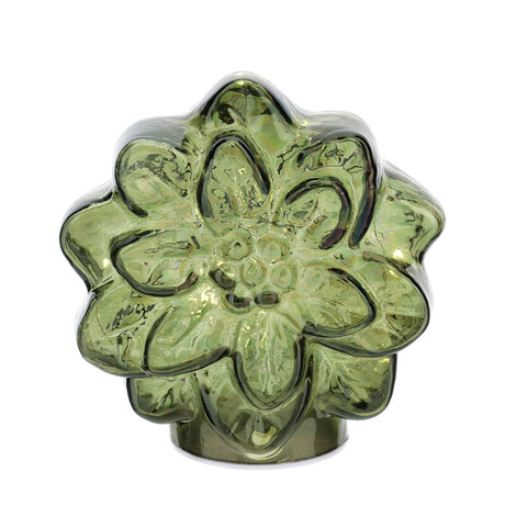 HERVIT - Fiore Vetro Verde X'Mas 14X9,5Xh14Cm