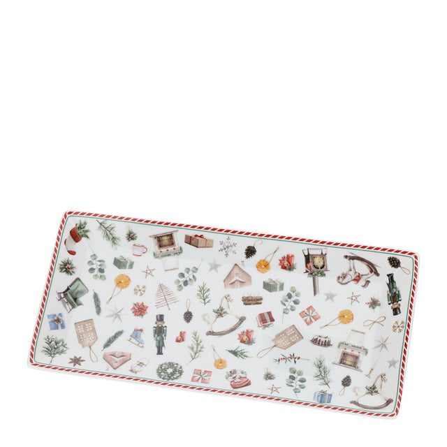 HERVIT - Piatto Rettangolare Porc.X'Mas 30X15Cm.