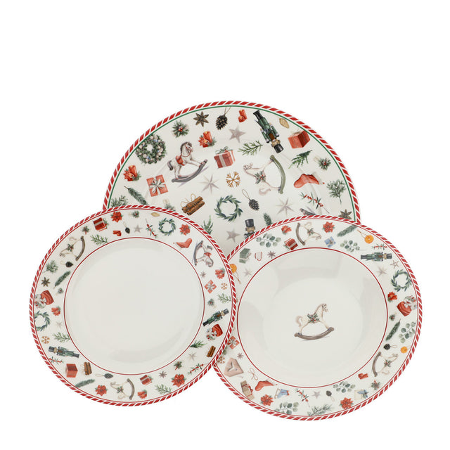 HERVIT - Set 18Pz.Tavola Porc.X'Mas Dia.20/21/27C
