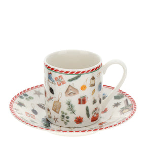 HERVIT - Box 2 Tazzine Caffe' Porc.X'Mas 8X6Cm