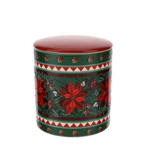 HERVIT - Contenitore Ceram.Poinsettia Dia.11X12Cm