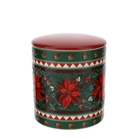 HERVIT - Contenitore Ceram.Poinsettia Dia.11X12Cm