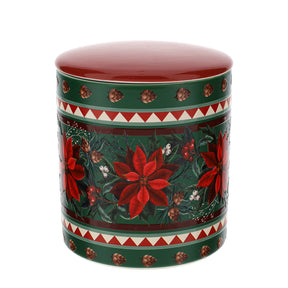 HERVIT - Contenitore Ceram.Poinsettia Dia.13X14Cm