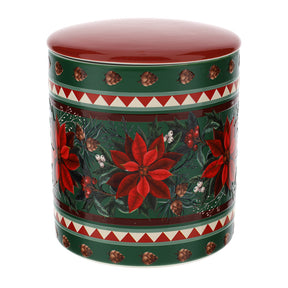 HERVIT - Contenitore Ceram.Poinsettia Dia.15X17Cm