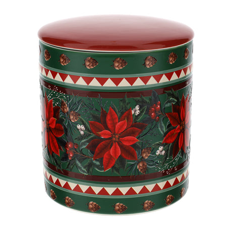 HERVIT - Contenitore Ceram.Poinsettia Dia.15X17Cm