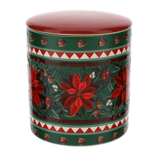 HERVIT - Contenitore Ceram.Poinsettia Dia.15X17Cm