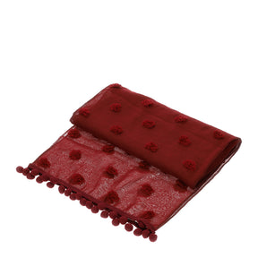 HERVIT - Runner Bordeaux Pompon 33X180Cm Nappine