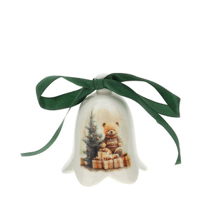 HERVIT - Campana Porcellana Bianca Orsetto 9Cm