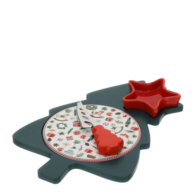 HERVIT - Set Tagliere Albero X'Mas Legno 30X20Cm