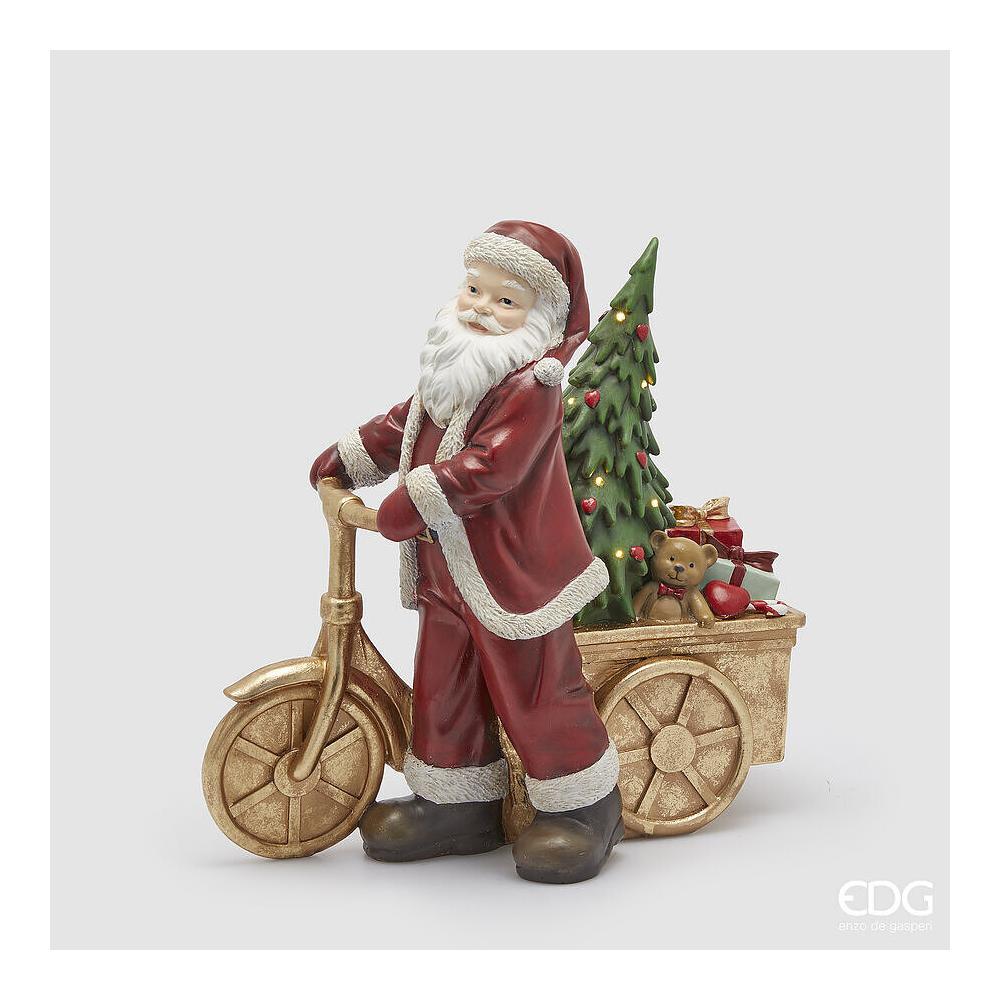 EDG - Green Red Santa With Bike Decoration With Miniled In Polyresin H48X48X26