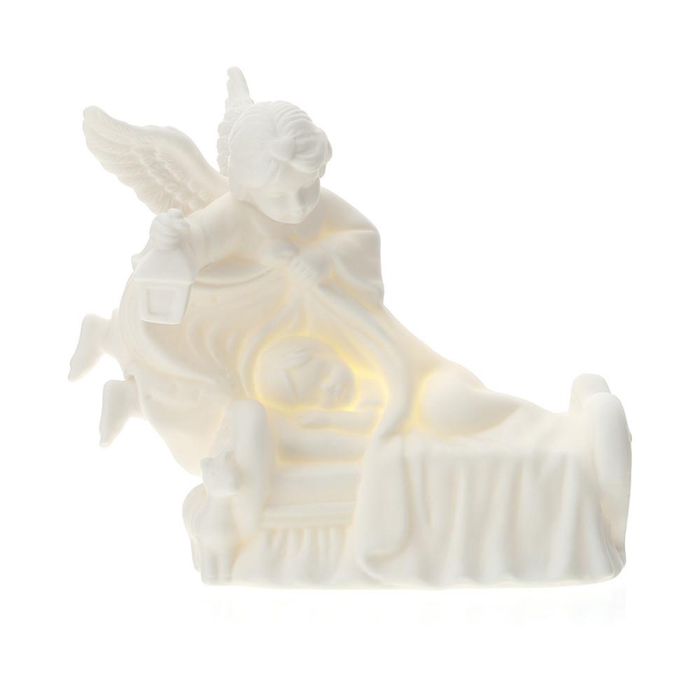 HERVIT - Cama infantil ángel de la guarda de porcelana 15x13 cm