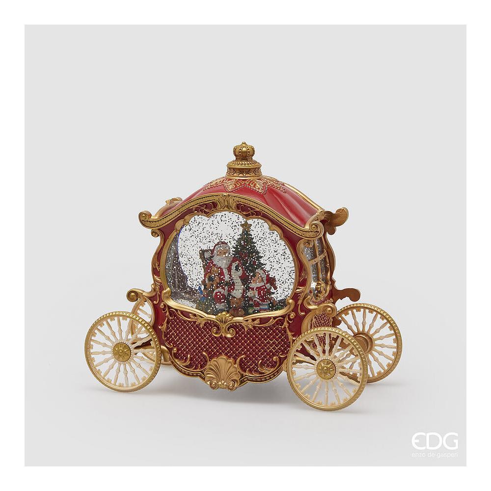 EDG - Red Gold Carriage Decoration In Polyresin And Glass With Led+Music H23X26X11,5