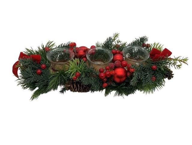 DO-HOME - Portacandela Natalizio 3 Fuochi In Plastica 38X15Xh.9 Cm