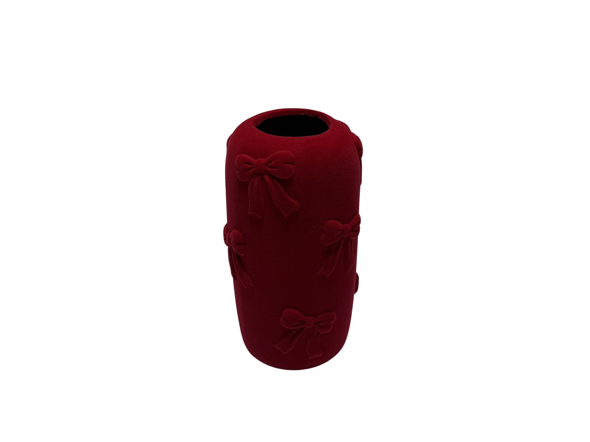 DO-HOME - Vaso Fiocchi In Ceramica Velluto Rosso D.13Xh.24 Cm
