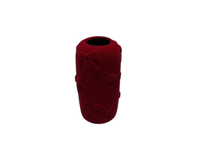 DO-HOME - Vaso Fiocchi In Ceramica Velluto Rosso D.13Xh.24 Cm