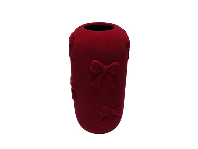 DO-HOME - Vaso Fiocchi In Ceramica Velluto Rosso D.15,5Xh.30 Cm