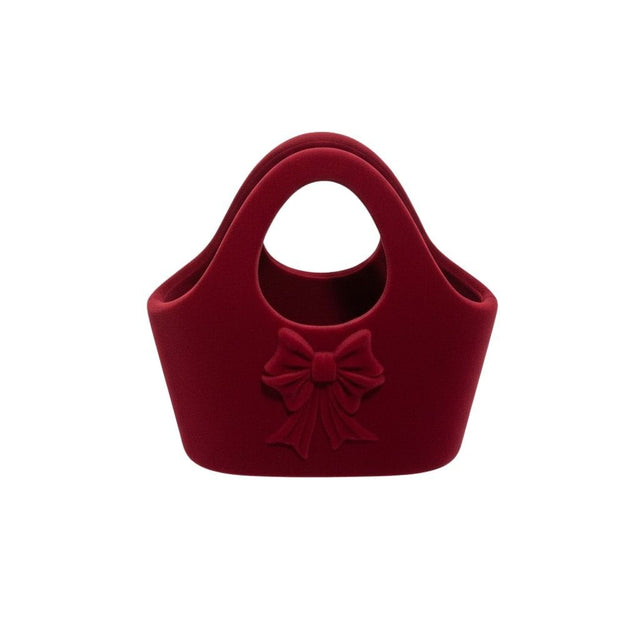 DO-HOME - Vaso Borsetta In Ceramica Velluto Rosso 18X9Xh.18 Cm