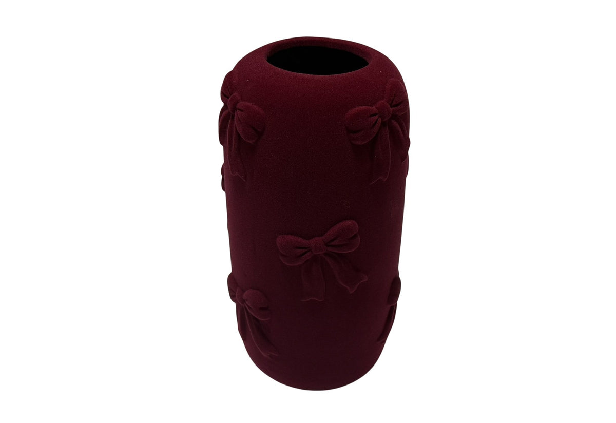 DO-HOME - Vaso Fiocchi In Ceramica Velluto Bordeaux D.15,5Xh.30 Cm