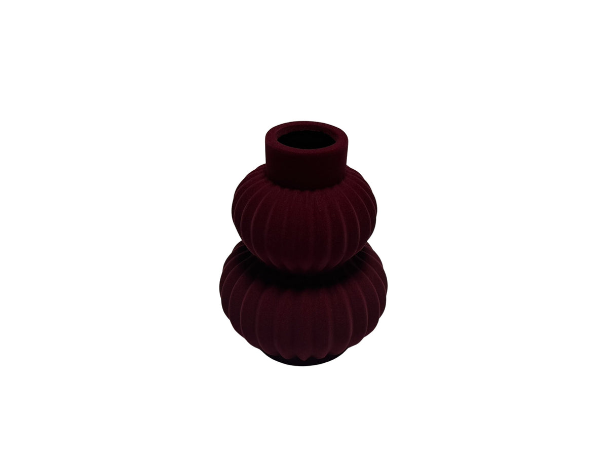 DO-HOME - Vaso In Ceramica Velluto Bordeaux D.15Xh.20 Cm