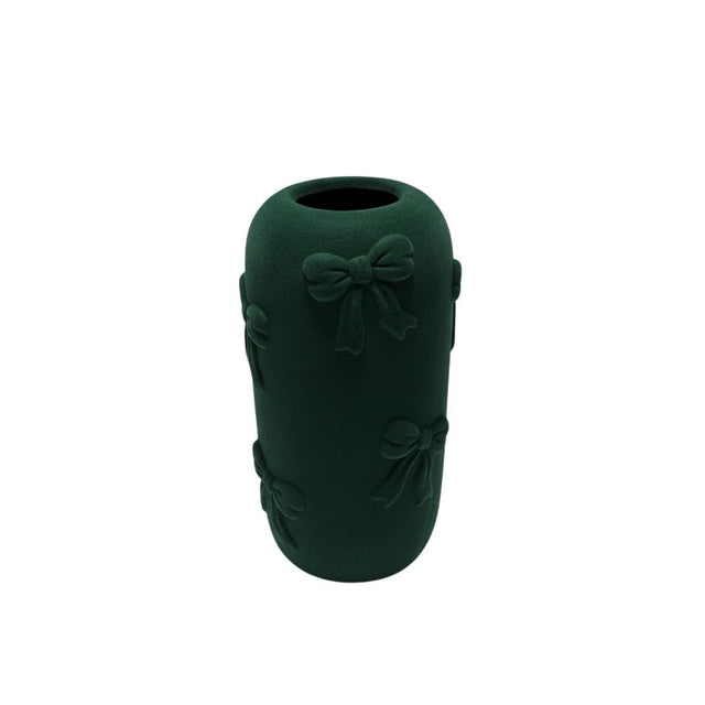DO-HOME - Vaso Fiocchi In Ceramica Velluto Verdone D.15,5Xh.30 Cm