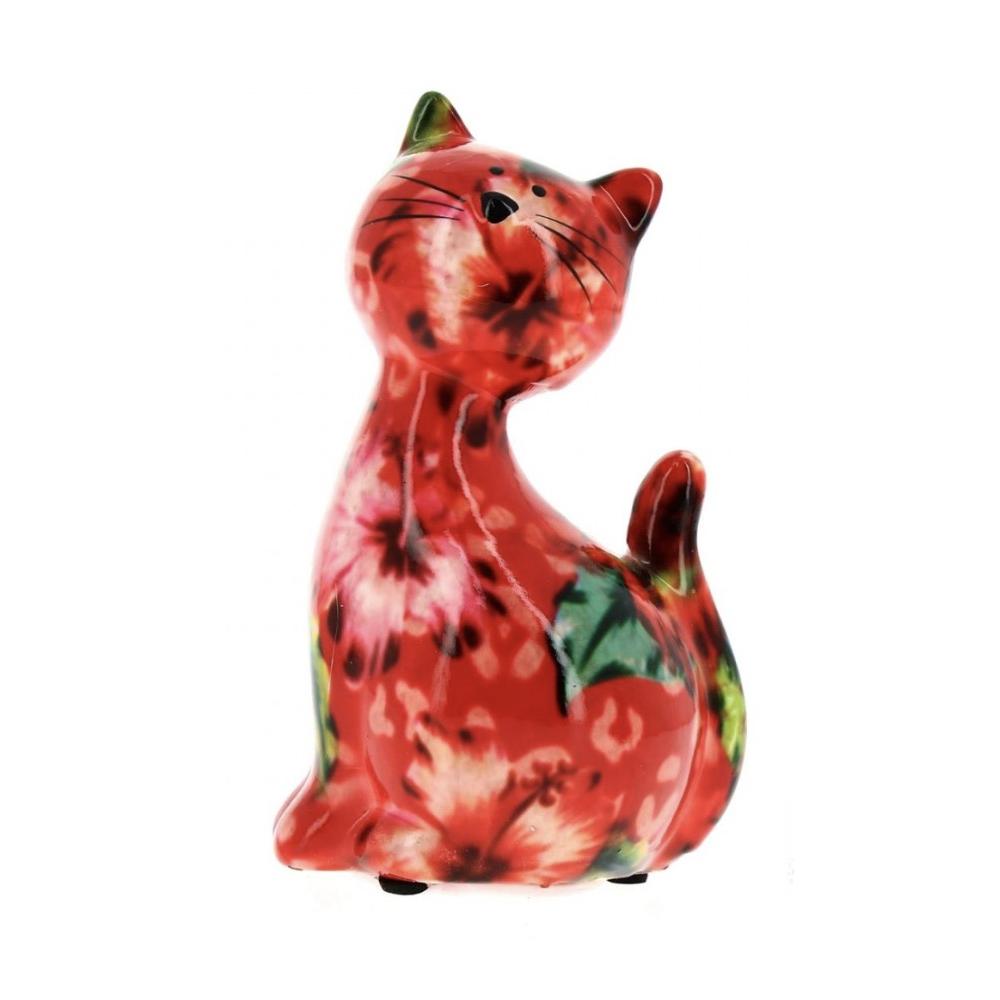 POMME PIDOU - Money Box Cat "Caramel" In Ceramica H 13 Cm [Rosso]