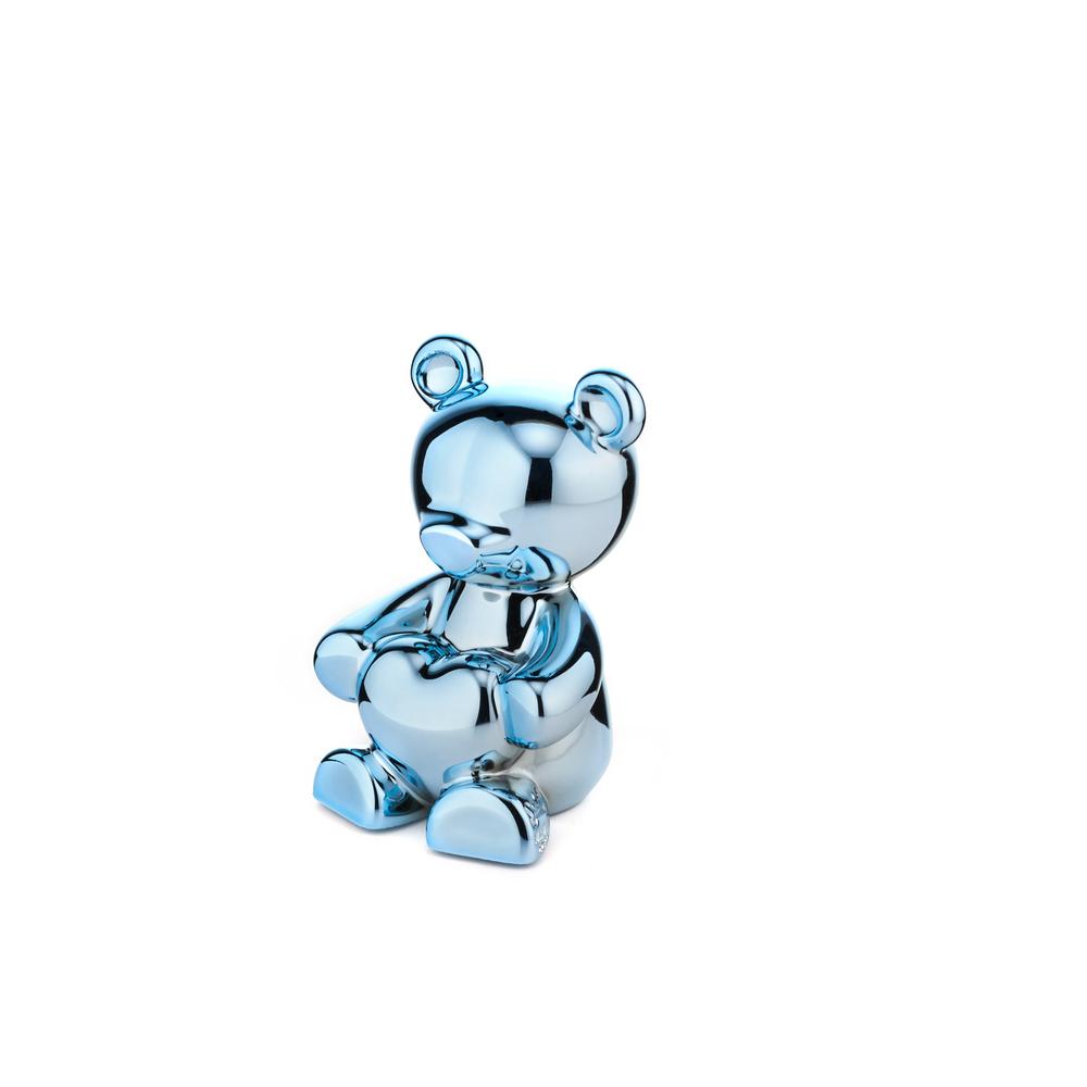 ZAVI - Polly Heart Teddy Bear In Turquoise Metallic Resin 5X4.2X7.1 Cm