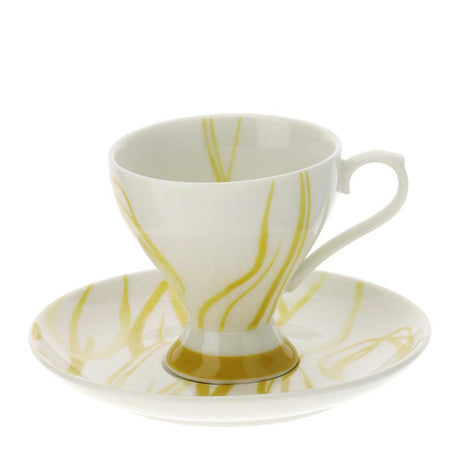 HERVIT - Box of 2 Yellow Tulip Coffee Cups 9X7cm