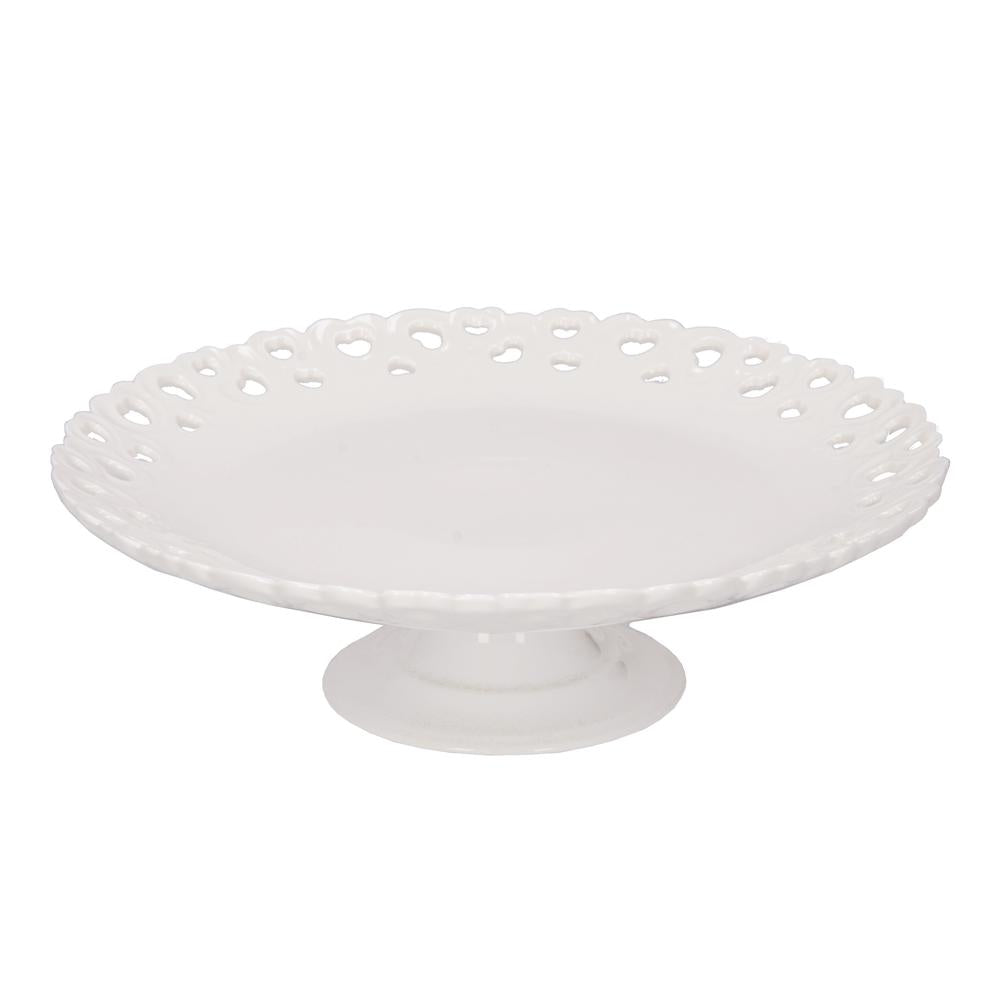 WHITE PORCELAIN - Valentino Perforated Cake Stand 26 Cm