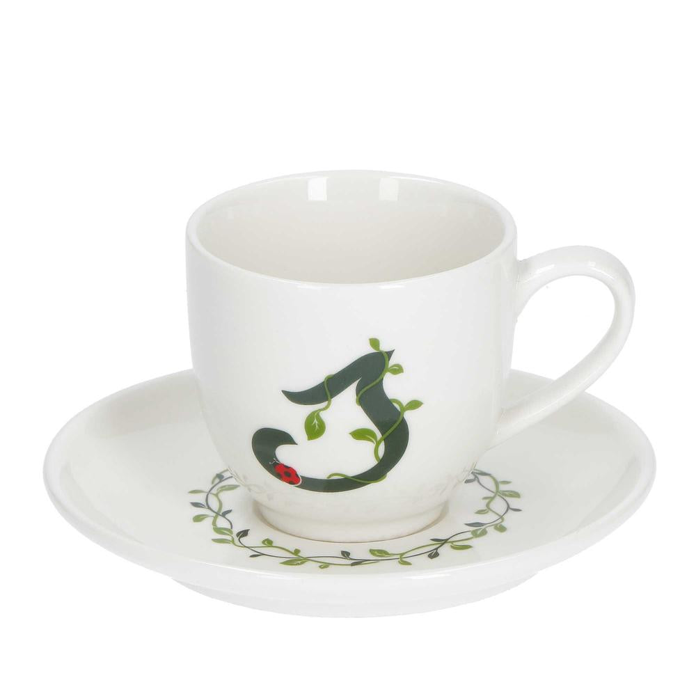 WHITE PORCELAIN - Only Your Coffee Cup With Saucer 90 Cc Letter S