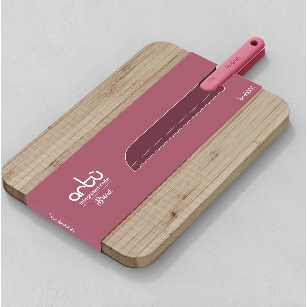 TREBONN - Bamboo cutting board with bread knife