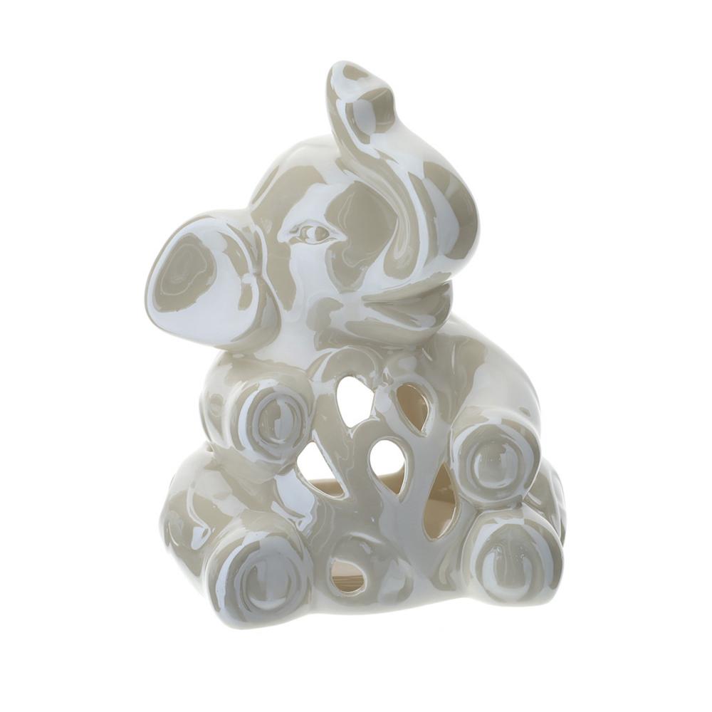 HERVIT - Portavasos de té con forma de elefante de porcelana perforada 14 cm