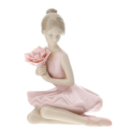 HERVIT - Porcelain Seated Ballerina 12cm Pink