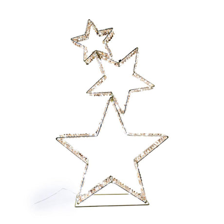 DO-HOME - Stelle 3 Pz.Da Appoggio In Metallo E Plastica Con Luci 350 Led Con Trasformatore Ip44 24V 6W 50X17Xh.84 Cm In Scatola