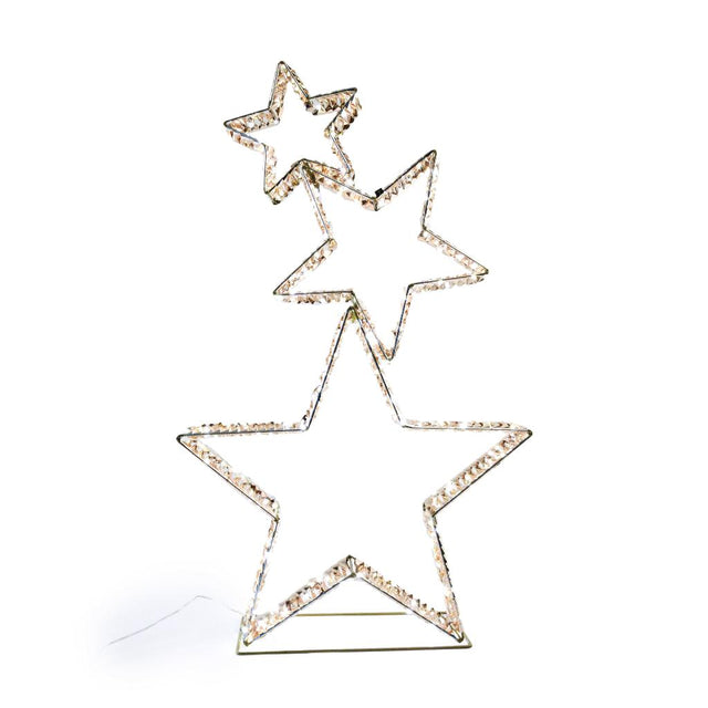 DO-HOME - Stelle 3 Pz.Da Appoggio In Metallo E Plastica Con Luci 350 Led Con Trasformatore Ip44 24V 6W 50X17Xh.84 Cm In Scatola