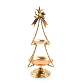 DO-HOME - Alzata Albero 2 Ripiani Oro In Metallo 29X29Xh.58 Cm