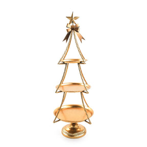 DO-HOME - Alzata Albero 3 Ripiani Oro In Metallo 36X36Xh.85 Cm